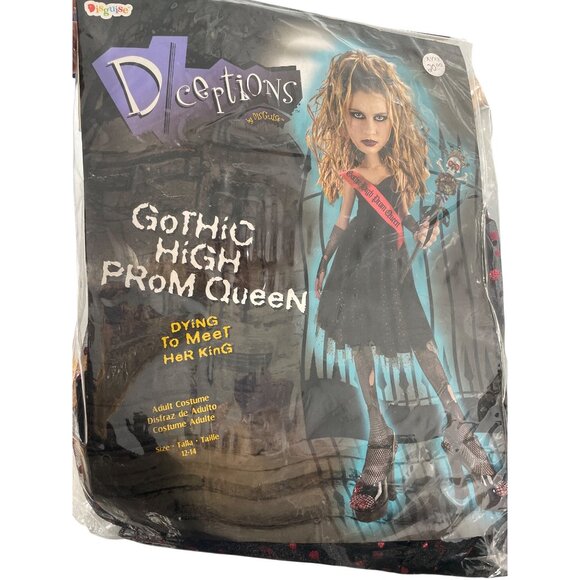 Gothic High Prom Queen Costume Size 12-14 Disguise Deceptions Halloween NEW - Picture 2 of 8